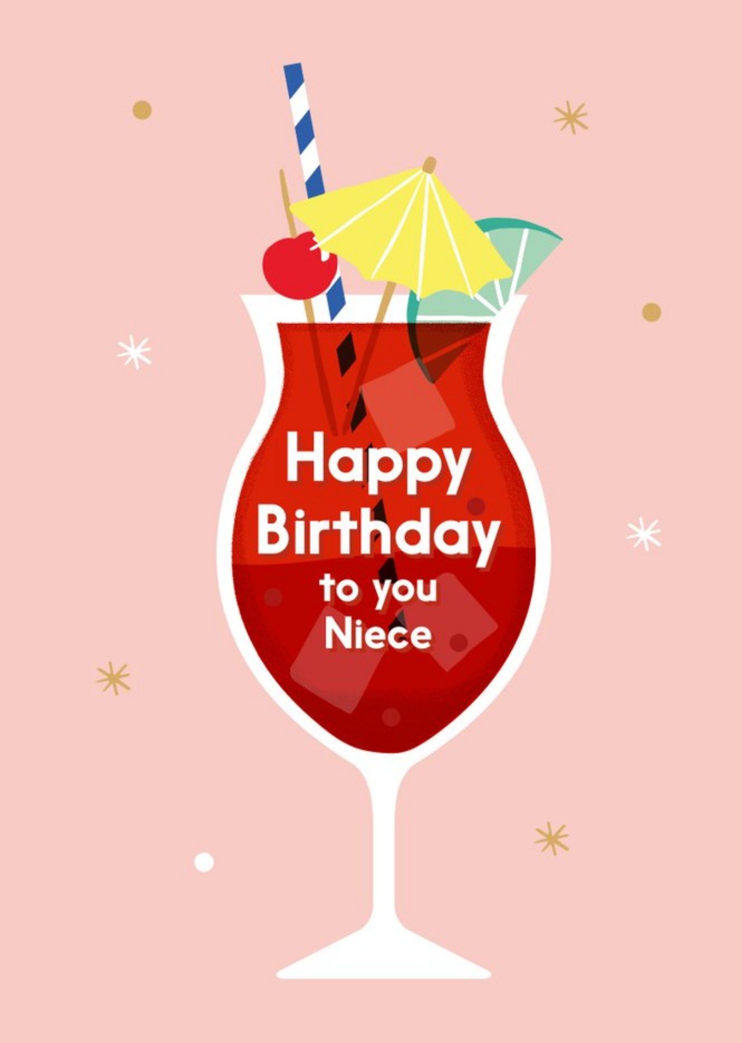 Illustrated Modern Design Cocktail Happy Birthday To You Niece Birthday Card Ecard