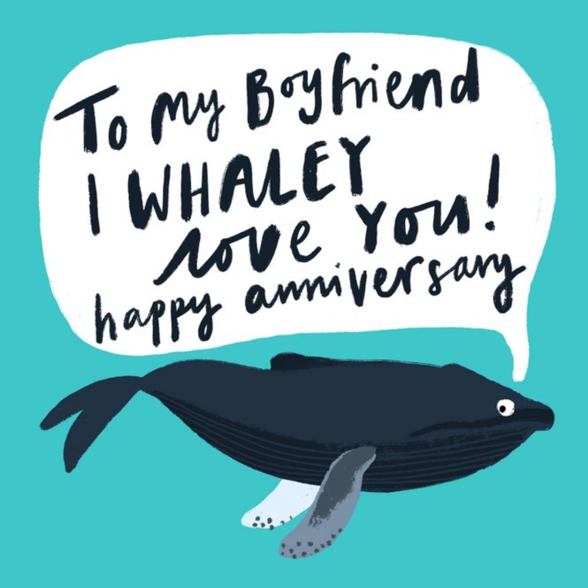 Katy Welsh To My Boyfriend I Whaley Love You Anniversary Card, Square