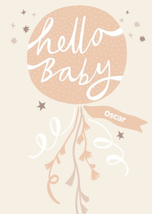 Cute Illustrated Neutral Balloon New Baby Card