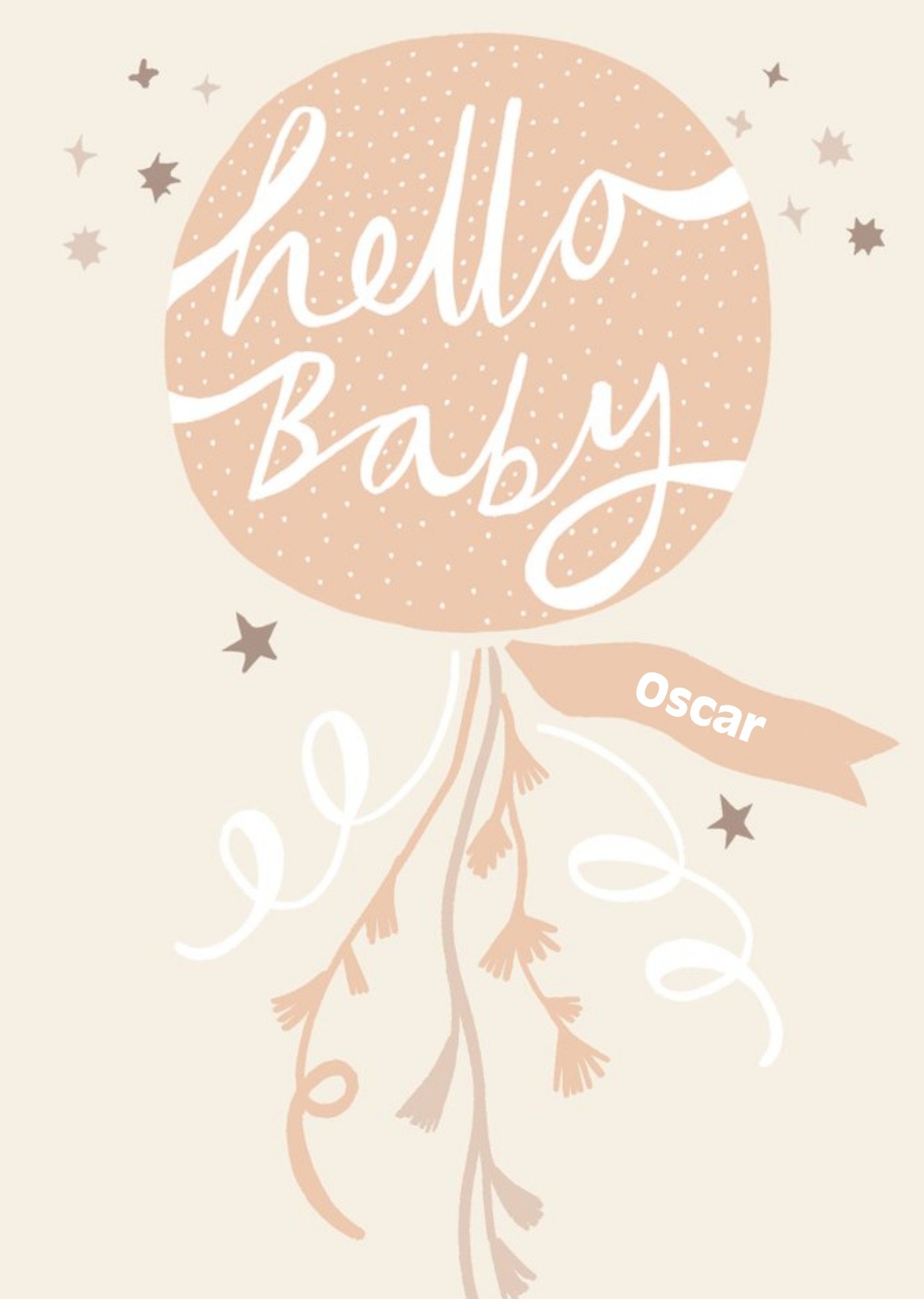 Moonpig Cute Illustrated Neutral Balloon New Baby Card, Large