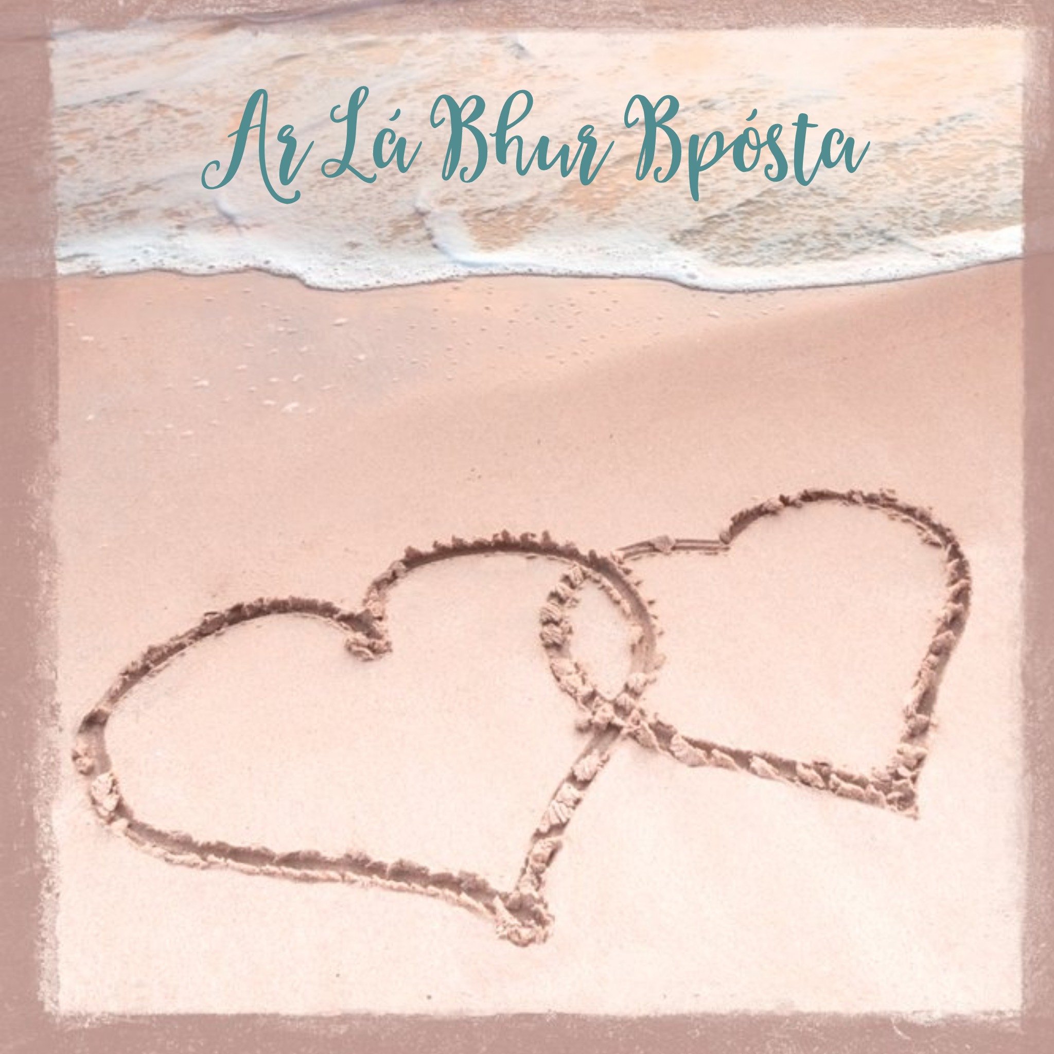 Moonpig Cute Photographic Image Of Linked Hearts On A Beach Wedding Card, Large