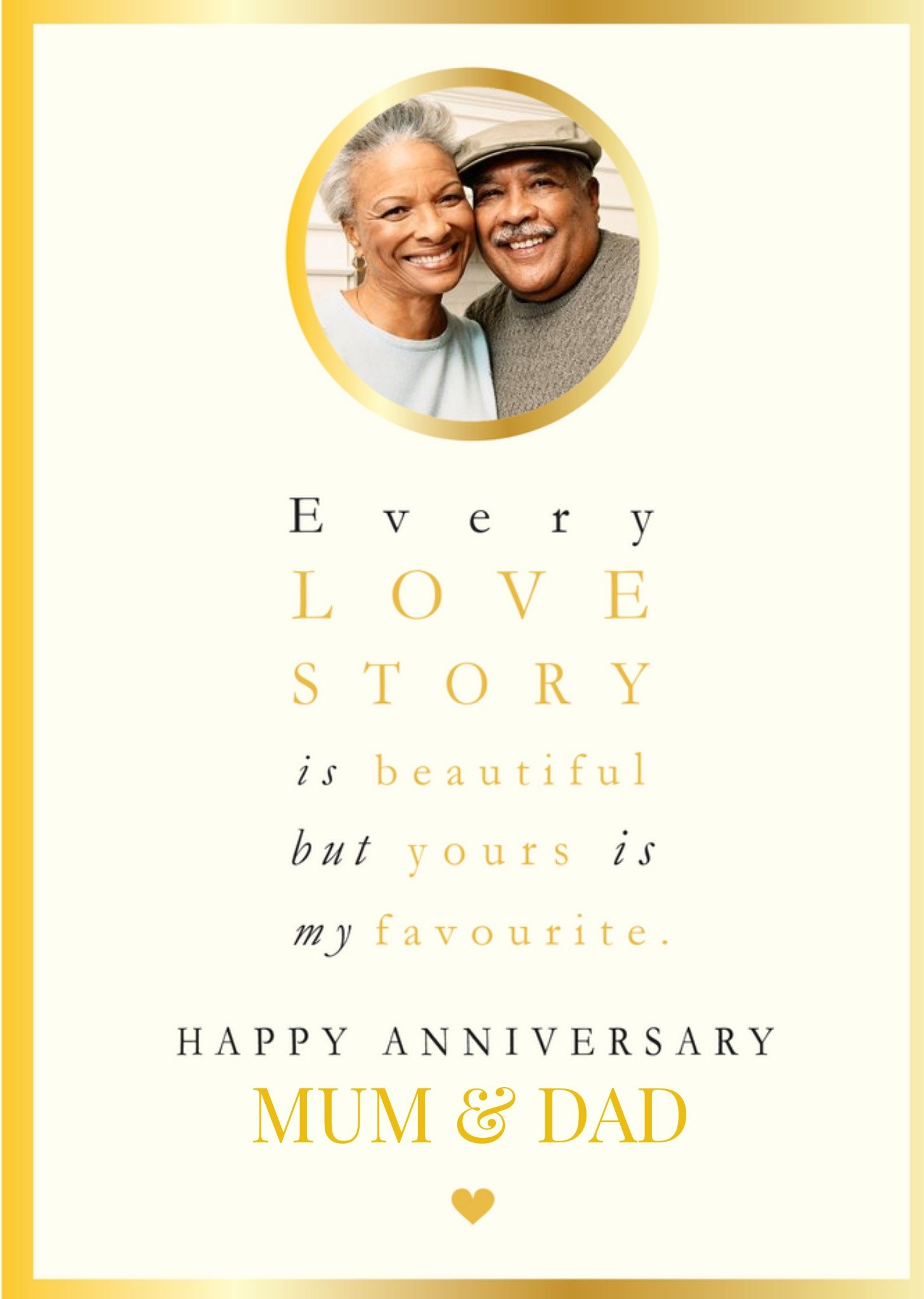 Moonpig Favourite Love Story Mum & Dad Anniversary Photo Upload Card, Large
