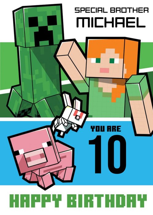 Minecraft 10th Birthday Card