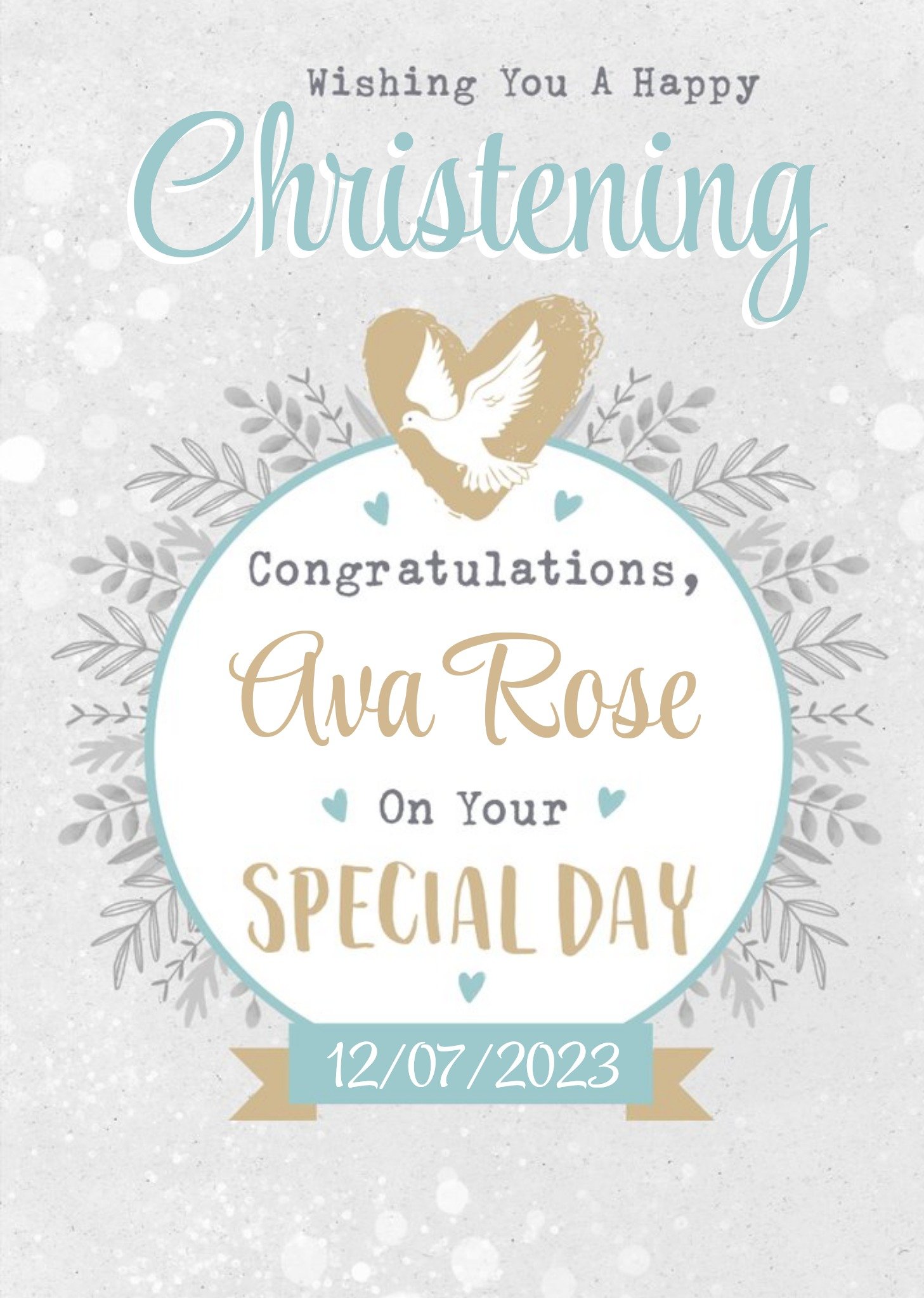Moonpig Typographic Wishing You A Happy Christening Congratulations Card, Large