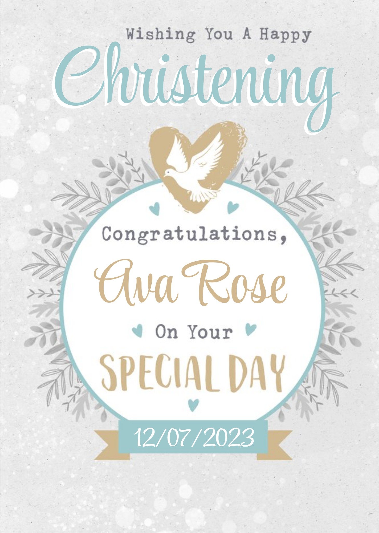 Typographic Wishing You A Happy Christening Congratulations Card Ecard