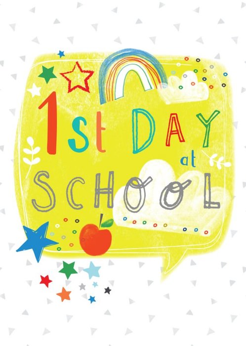 Bright Colourful Illustrated 1st Day at School Card