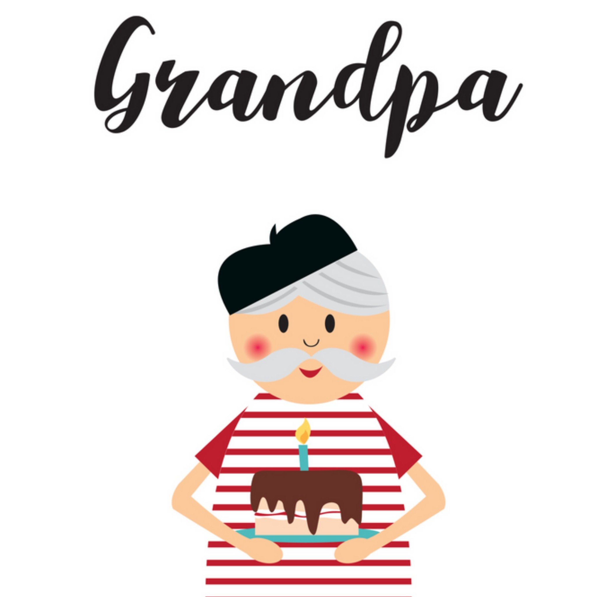 Moonpig Cute Grandpa Holding Birthday Cake Card, Square