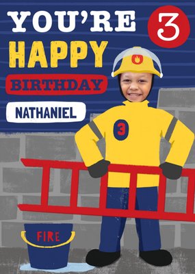 Firefighter Photo Upload 3 today 3rd Birthday Card