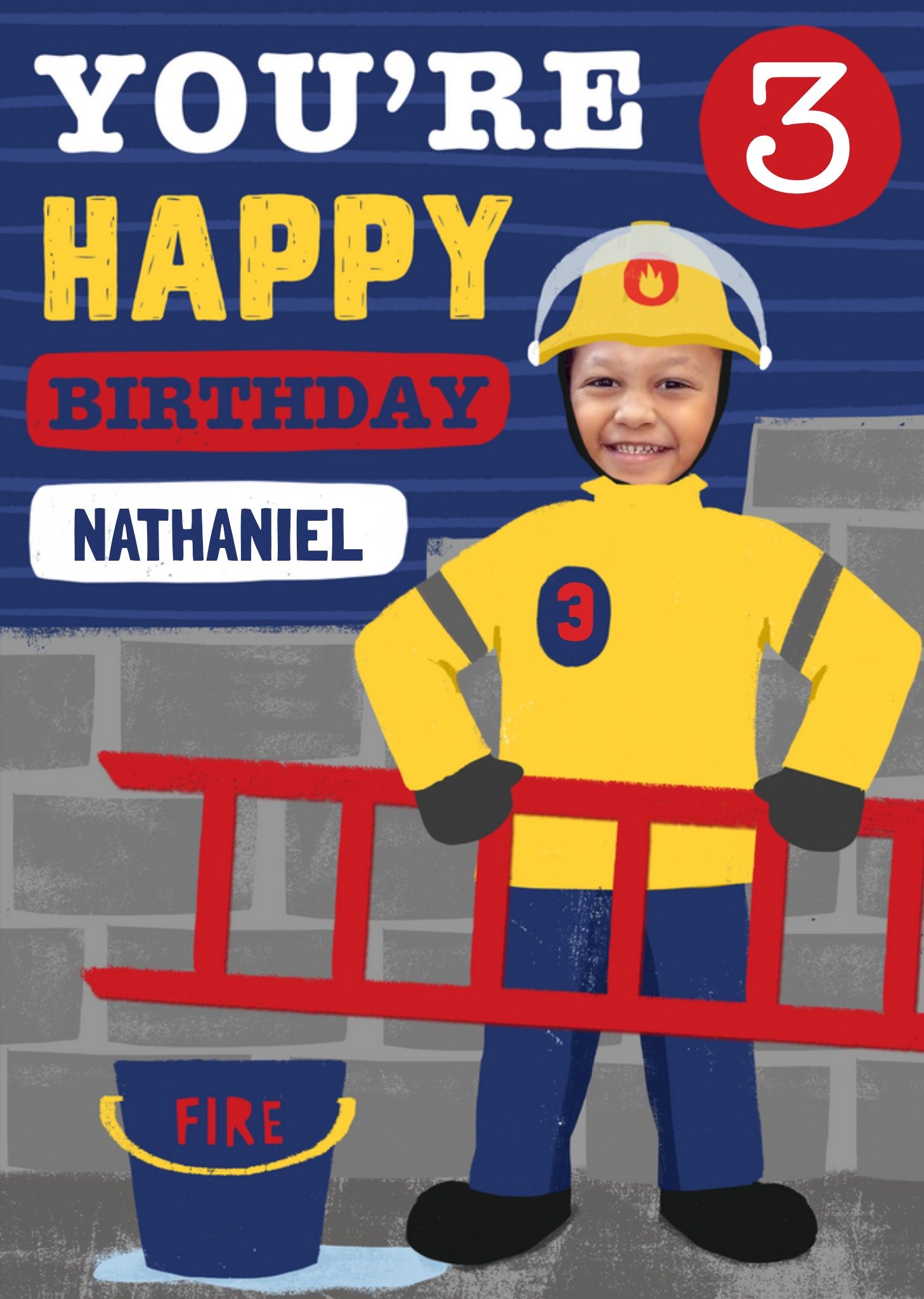 Firefighter Photo Upload 3 Today 3rd Birthday Card Ecard