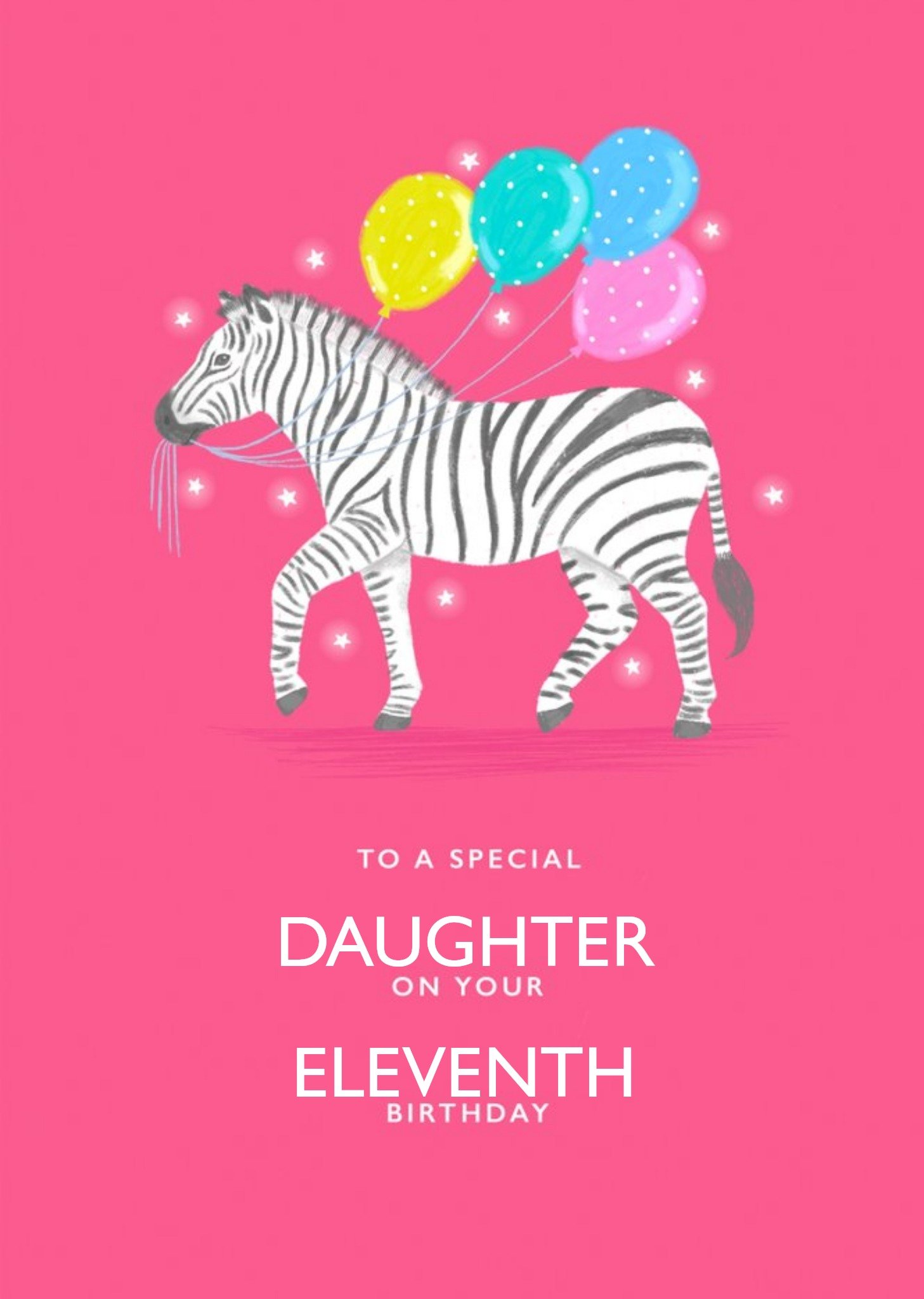 Moonpig Zebra With Balloons Pink Birthday Card, Large