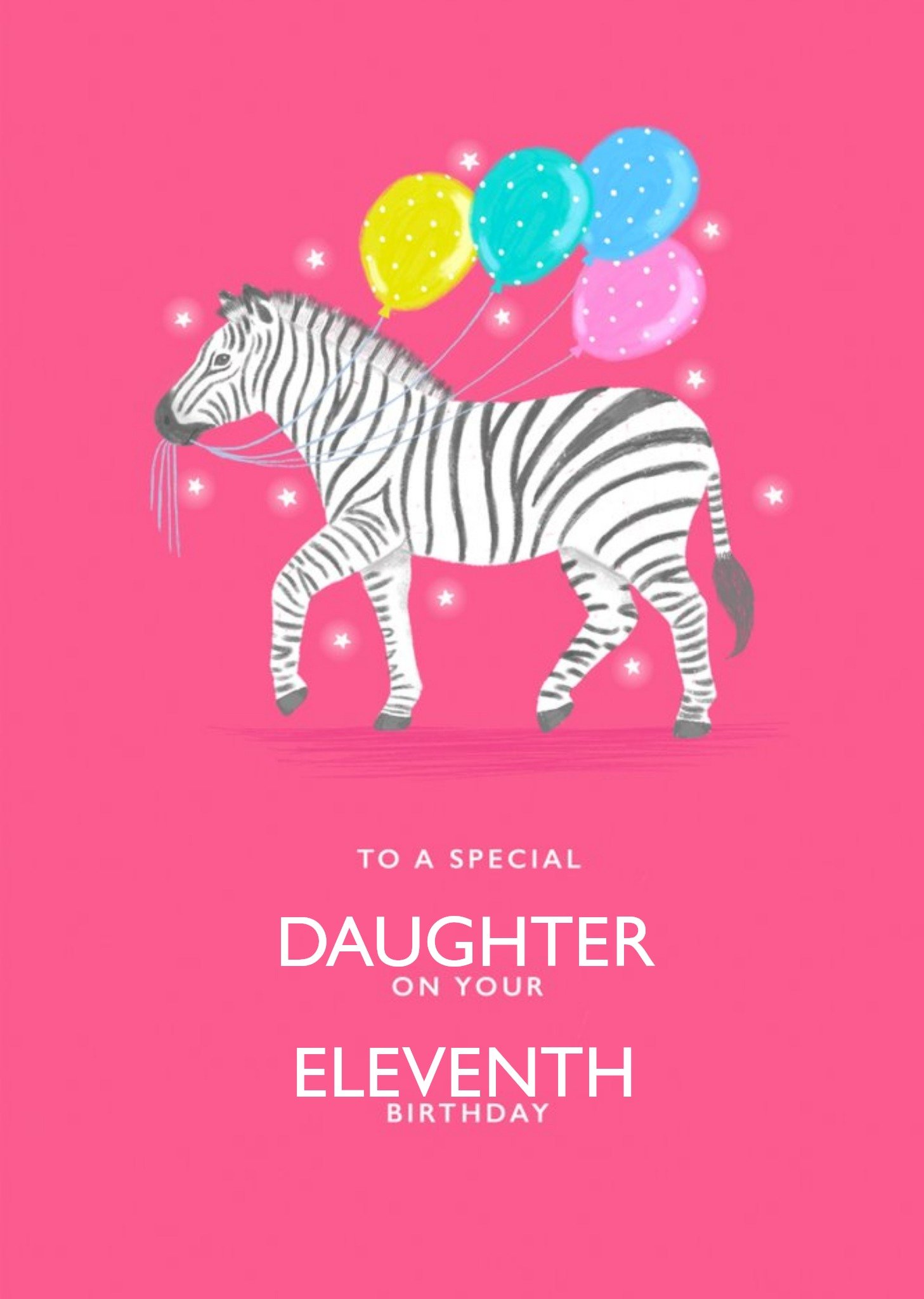 Zebra With Balloons Pink Birthday Card Ecard