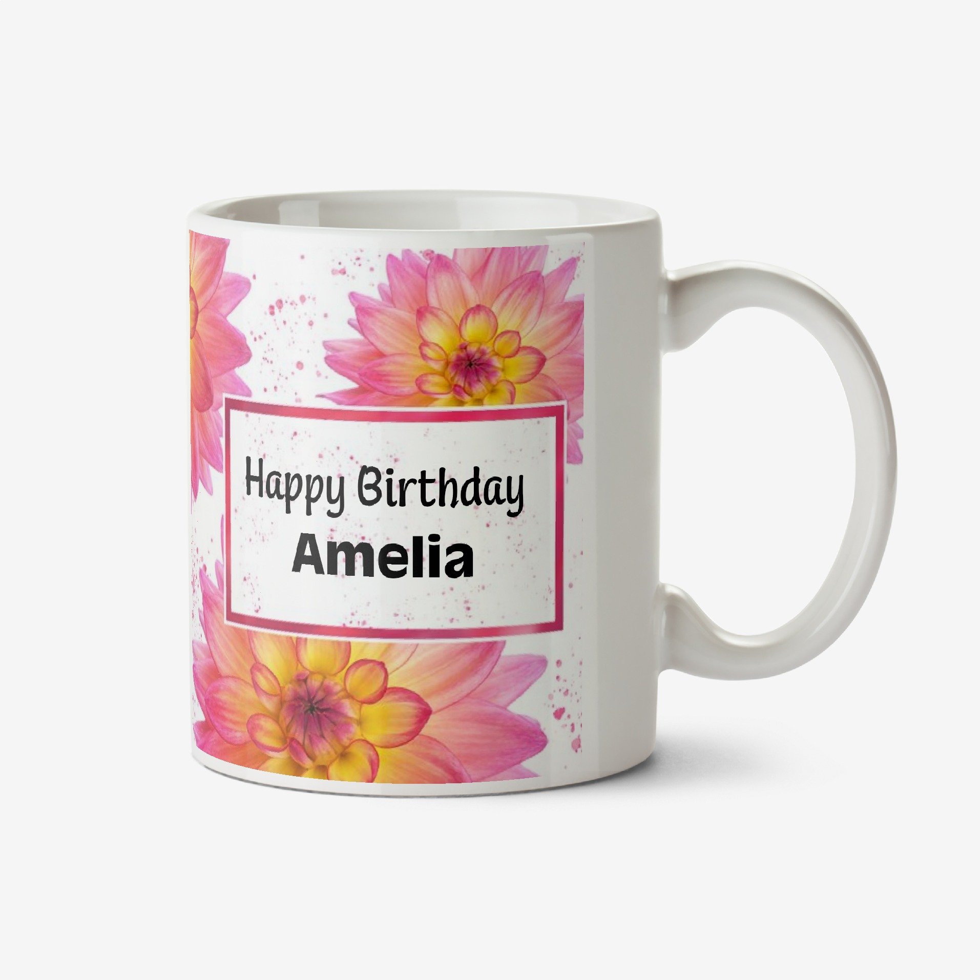 Photographic Flowers Happy Birthday Mug Ceramic Mug