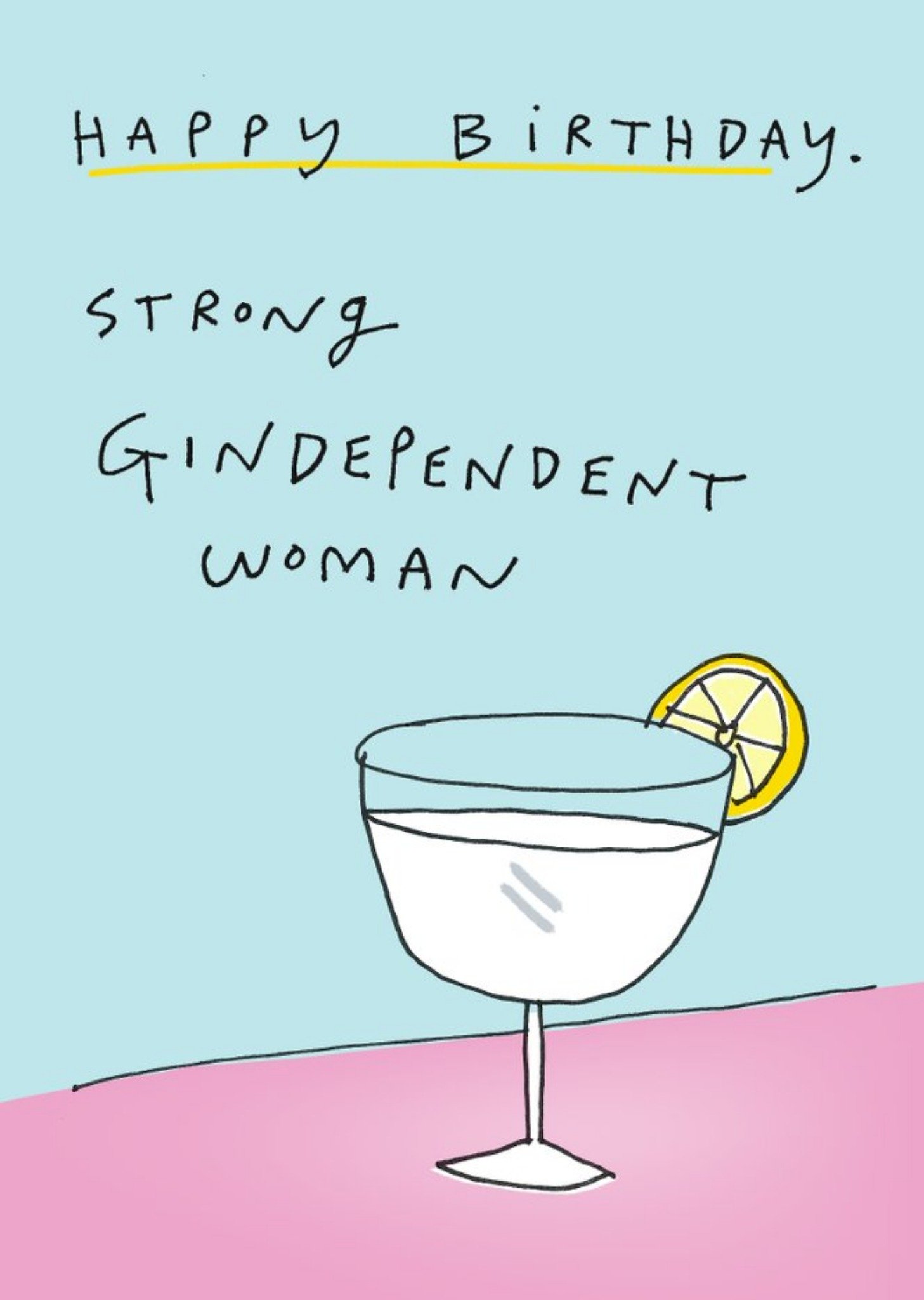 Felt Studios Funny Illustrated Gin Pun Birthday Card Ecard