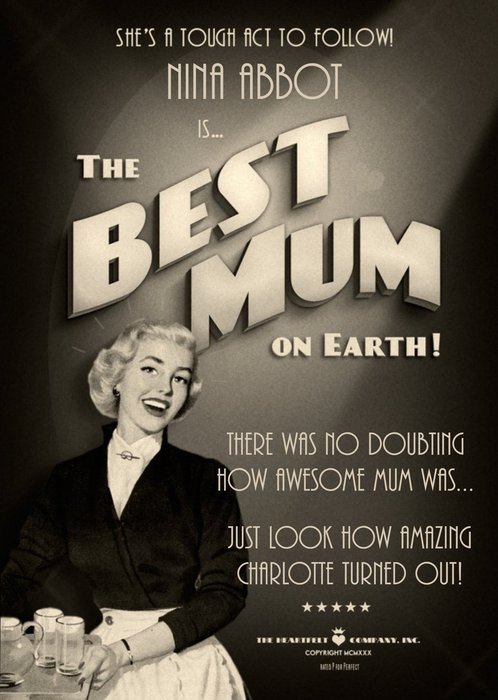 Film Noir The Best Mum On Earth Card