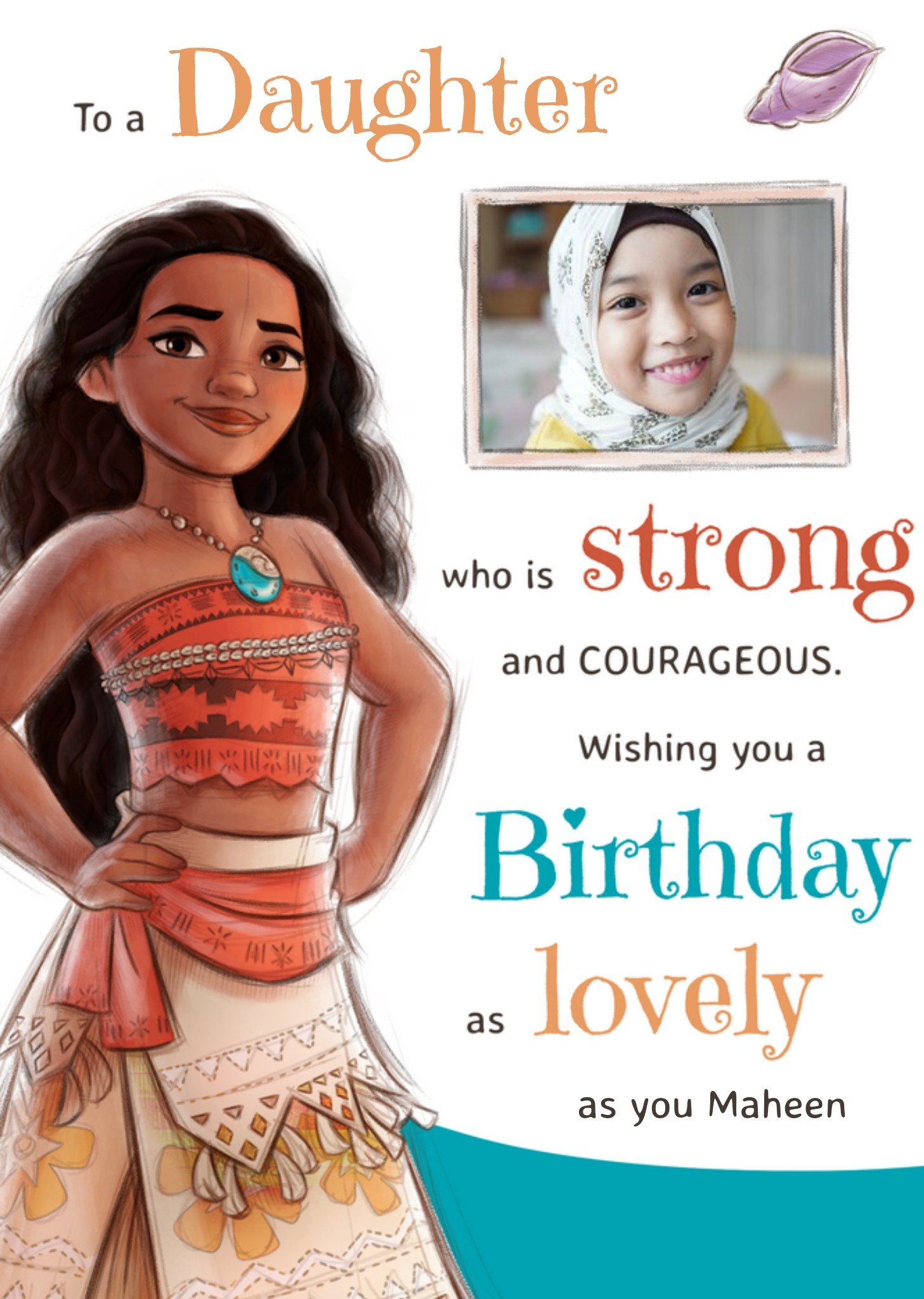 Disney 100 Moana Photo Upload Birthday Card Ecard