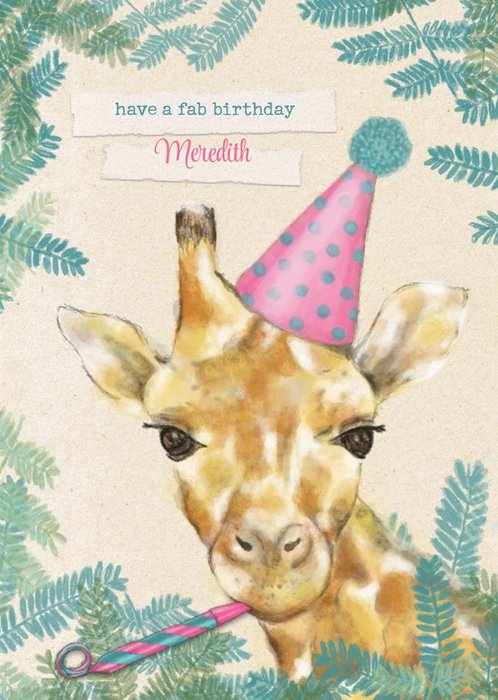 Party Hat Giraffe Birthday Card
