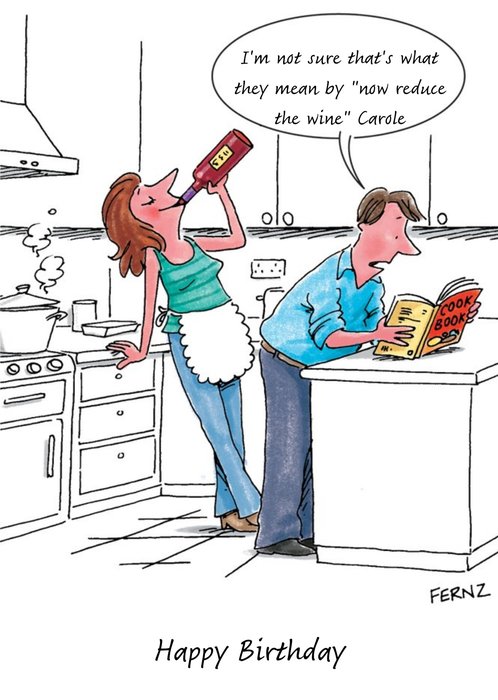 Personalised Funny Comic Now Reduce The Wine Card