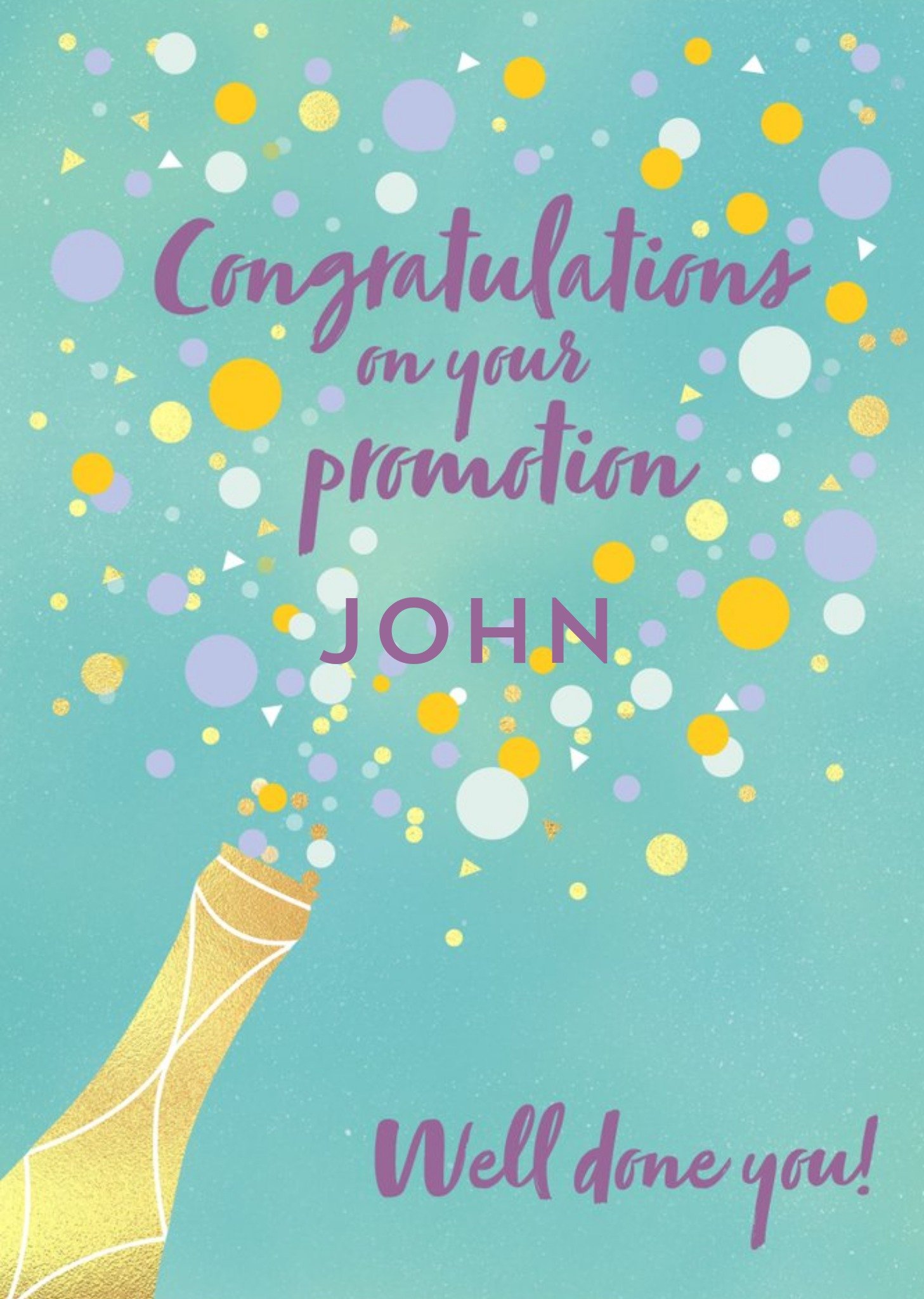 Moonpig Typography Surrounded By Colourful Bubbles Congratulations On Your Promotion Card, Large