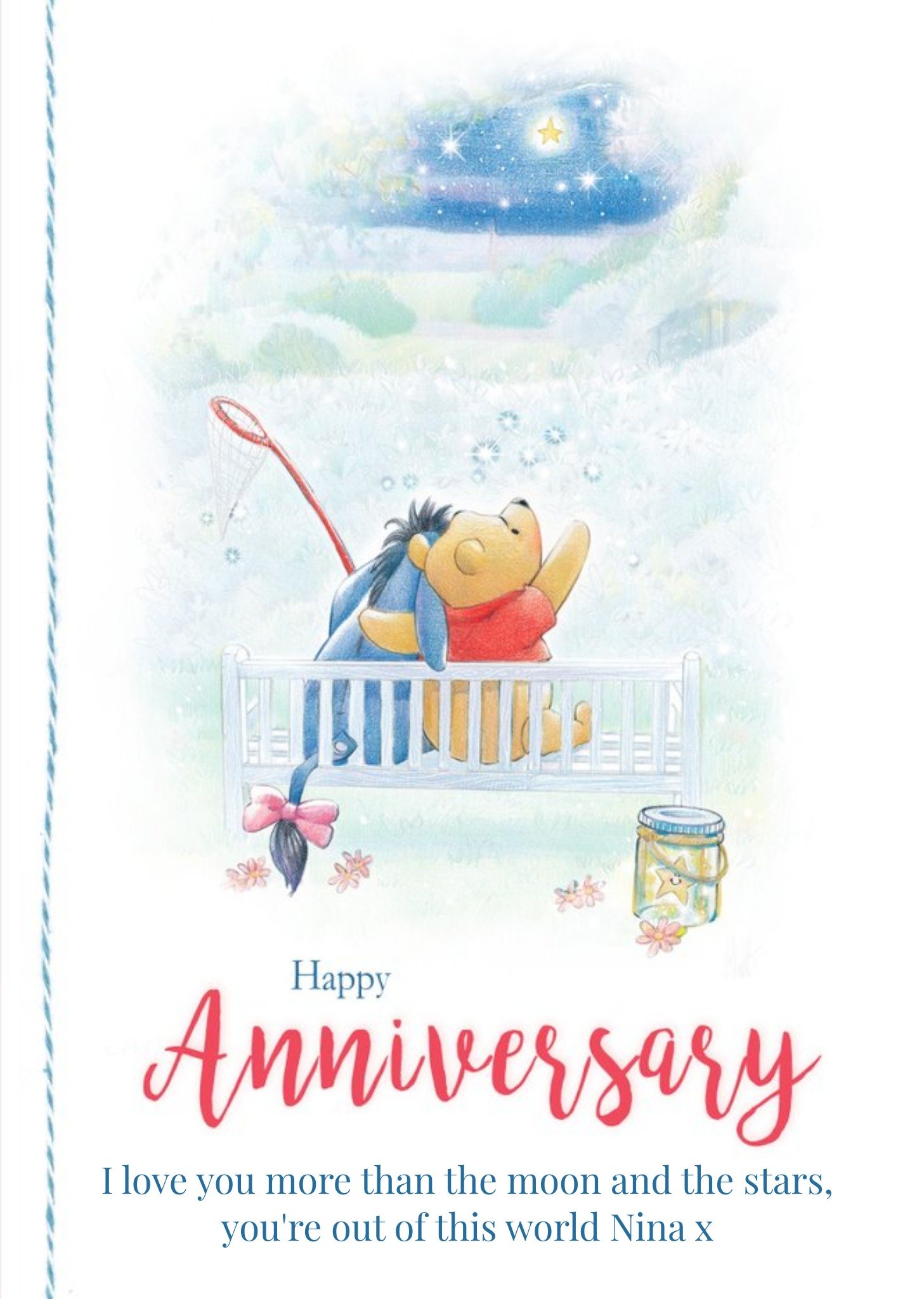 Disney Winnie The Pooh Moon And Stars Happy Anniversary Card