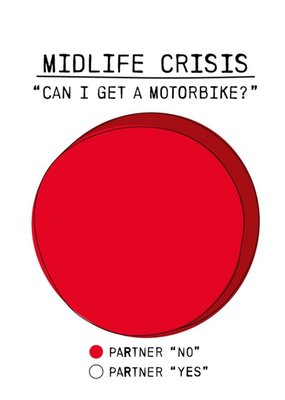 Illustration Of A Red Pie Chart Can I Get A Motorbike? Humorous Birthday Card