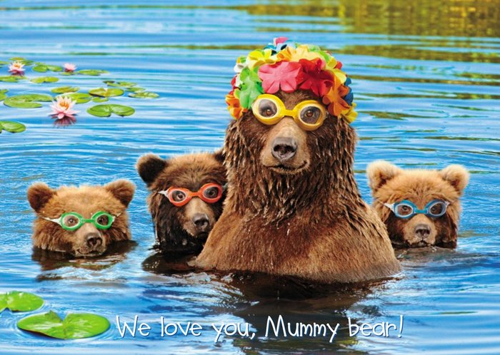 We Love Uou Mummy Bear - Photographic Mother's Day Card - Bear Family