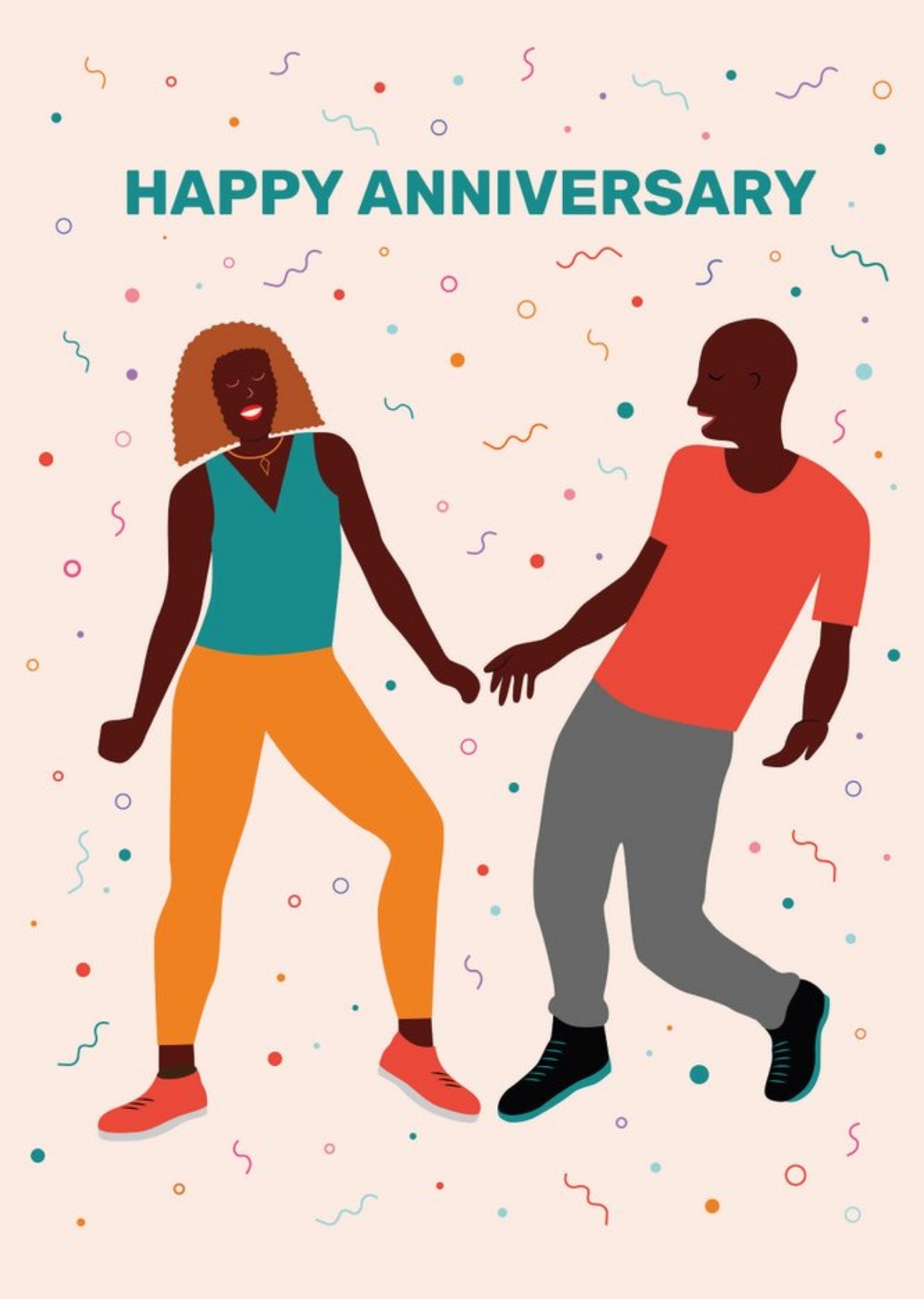 Huetribe Couple Dancing Anniversary Confetti Card Ecard