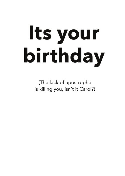 Missing Apostrophe Funny Birthday Card