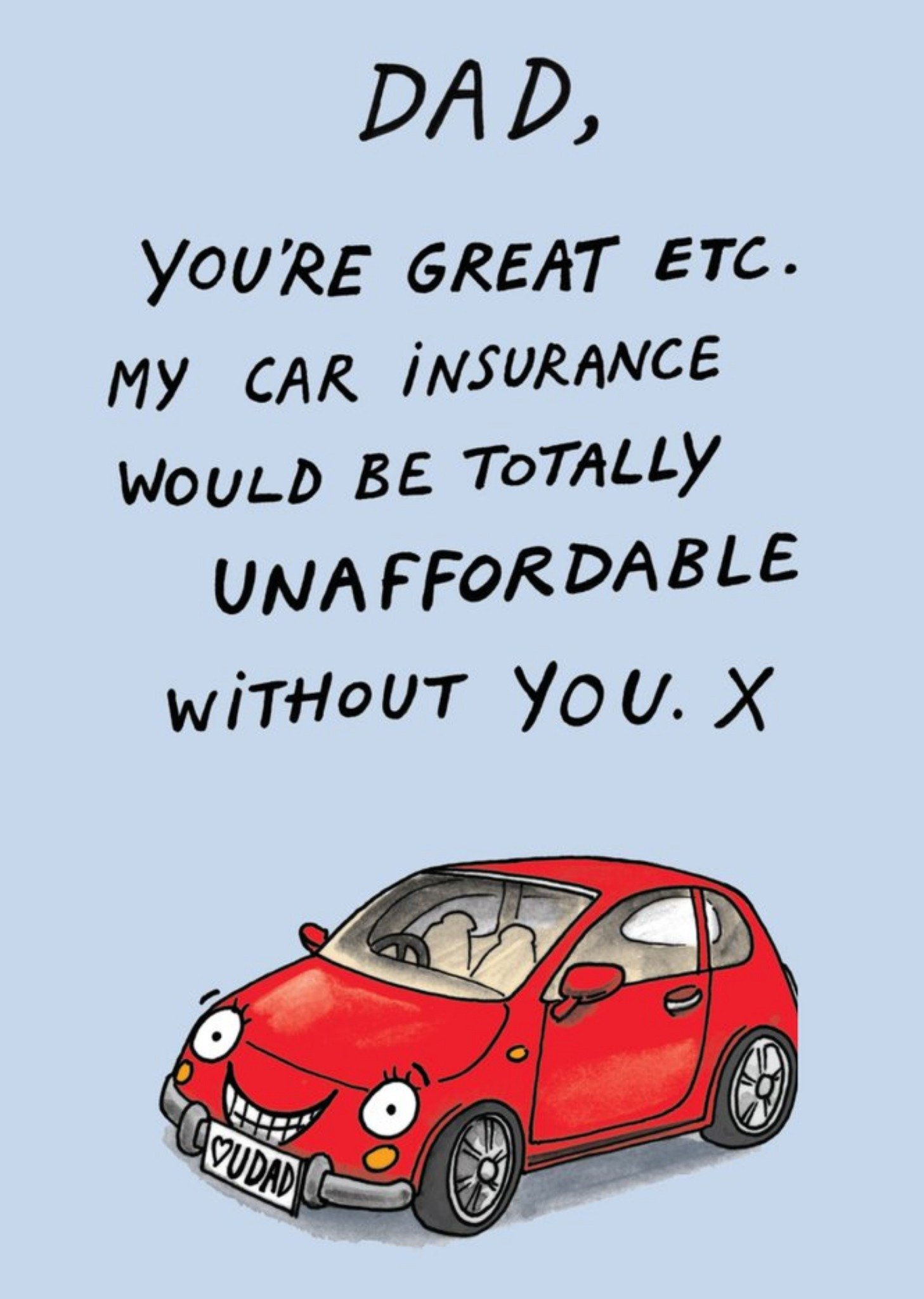 Cardinky Cartoon Illustration Funny Cheeky Father's Day Car Card Ecard