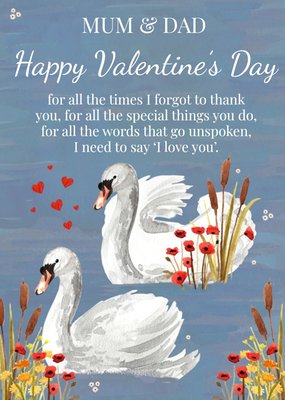 Illustration Of Two Swans Valentine's Day Card