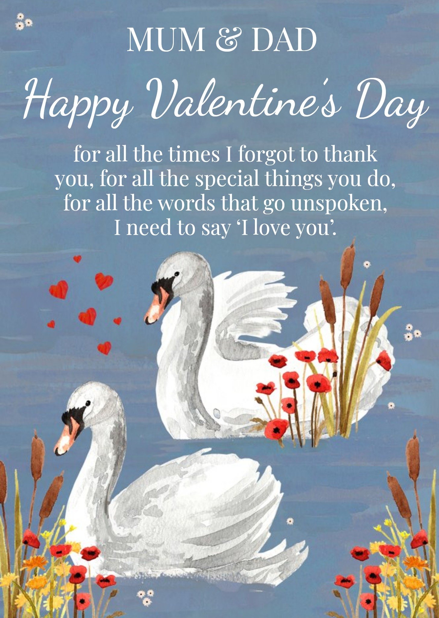 Moonpig Illustration Of Two Swans Valentine's Day Card Ecard