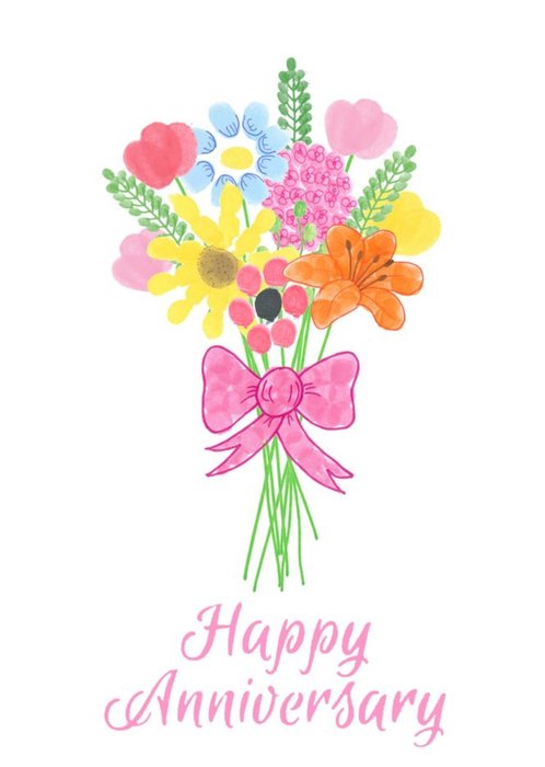 Handprinted Floral Bouquet Anniversary Card From Perfectly Imperfect Prints By Rhea