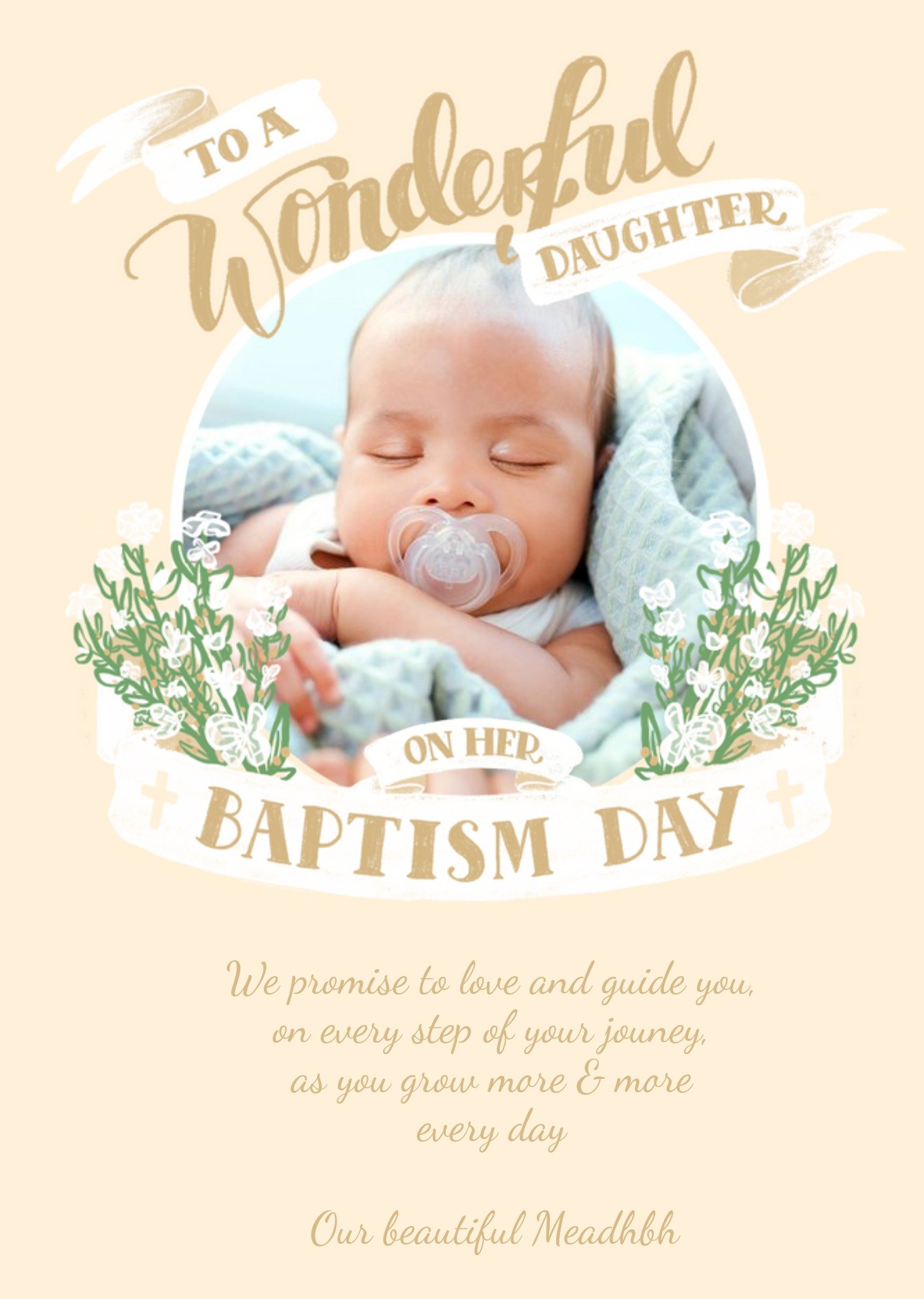 Banner Wonderful Daughter Baptism Photo Upload Card Ecard