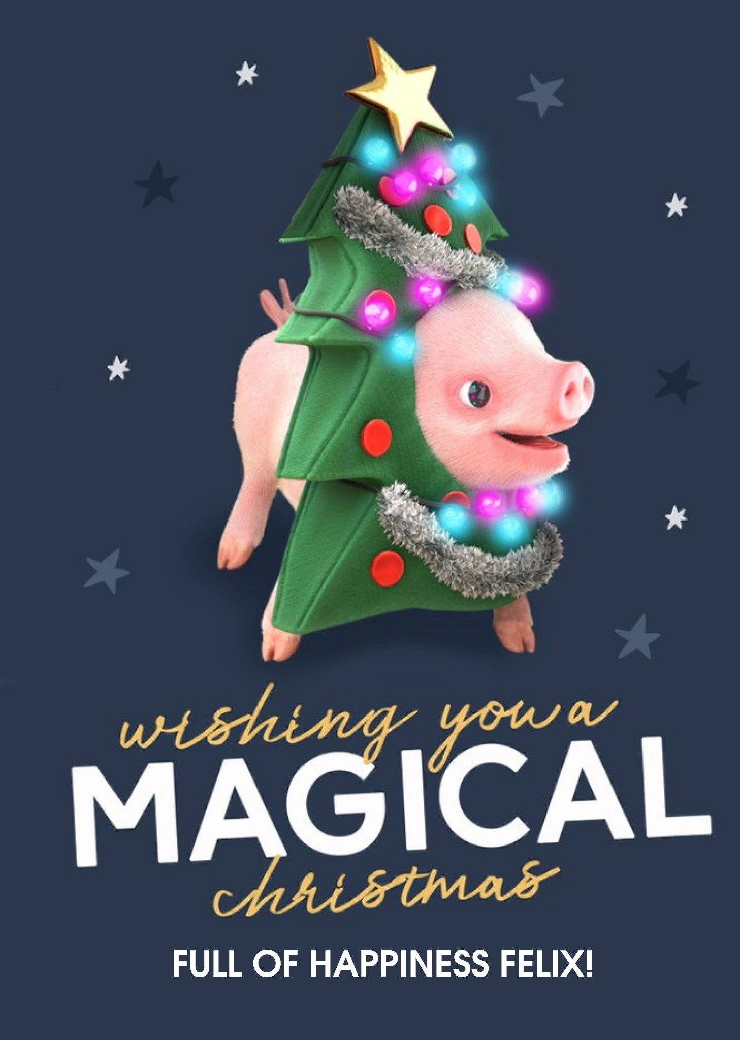 Moonpig Exclusive Moonpigs Cute Christmas Tree Pig Christmas Card Ecard