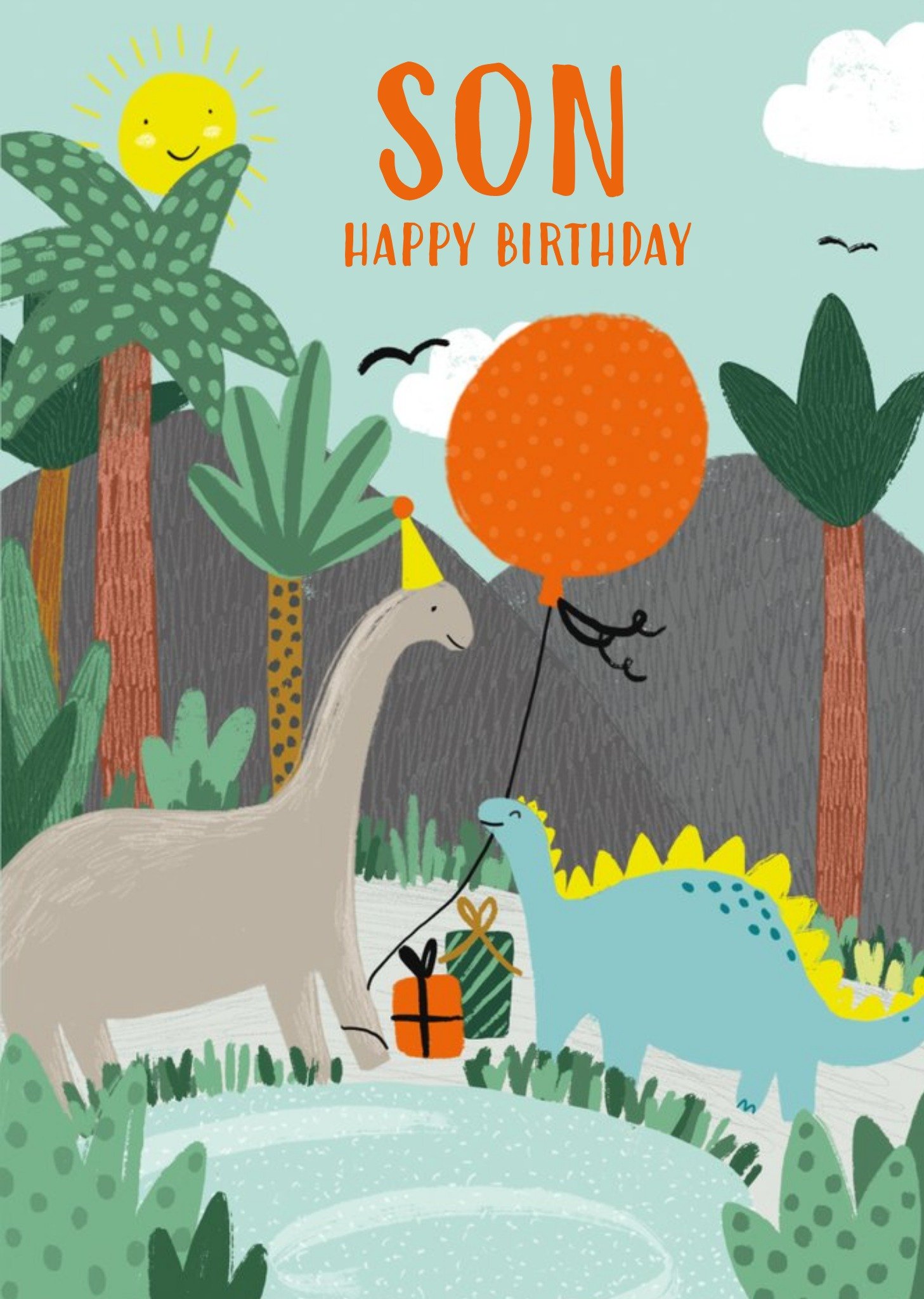 Moonpig Cute Illustration Of A Dinosaur Birthday Card, Large