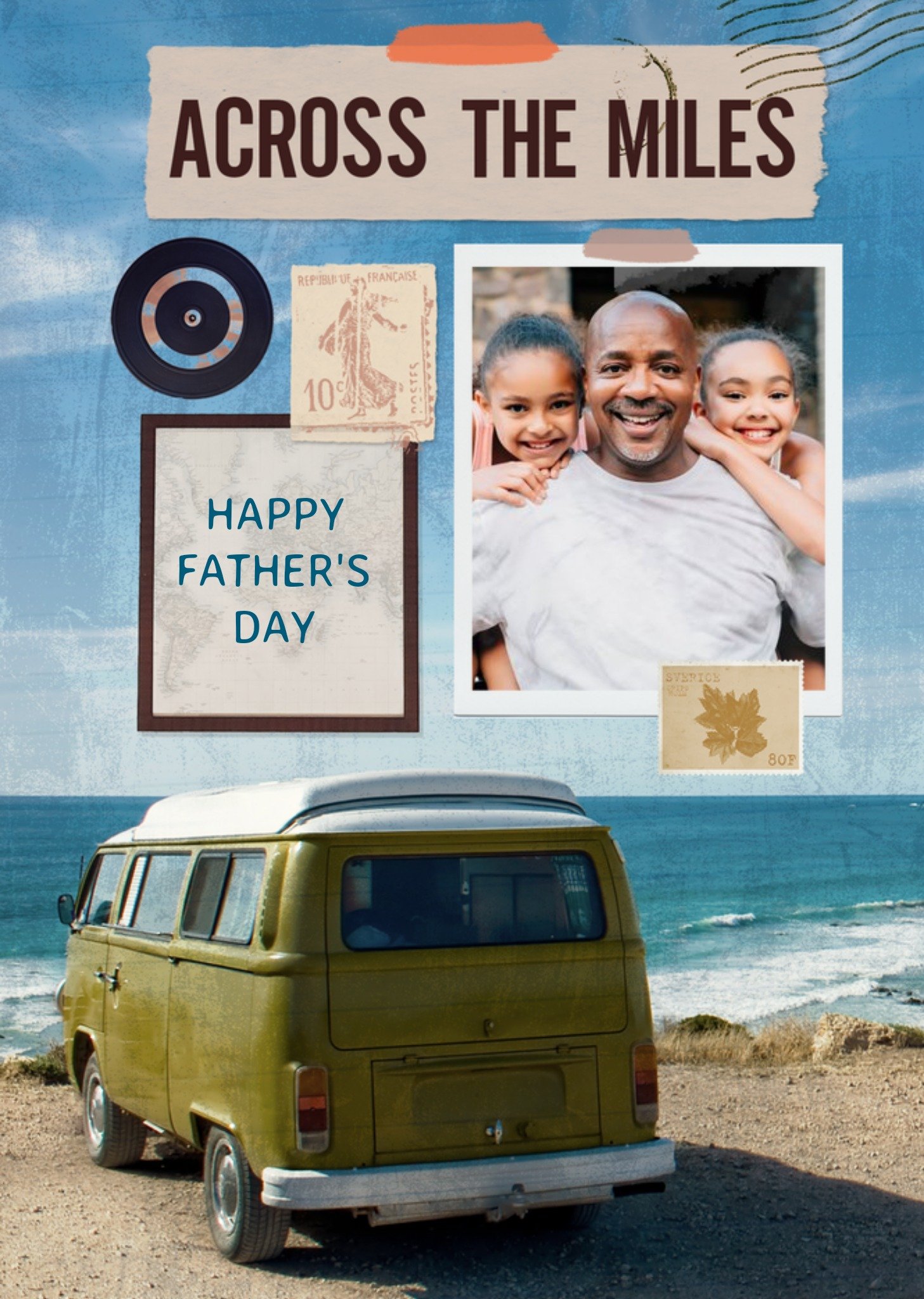 Moonpig Photographic Caravan Across The Miles Photo Upload Father's Day Card, Large