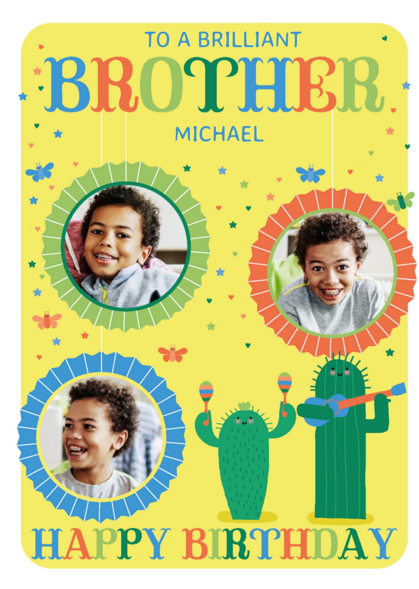Moonpig Hola Happy To A Brilliant Brother Photo Upload Birthday Card, Large