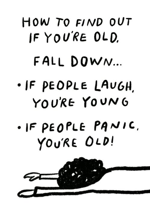 Pigment Find Out You Are Old Falling Down People Laugh People Panic Birthday postcard