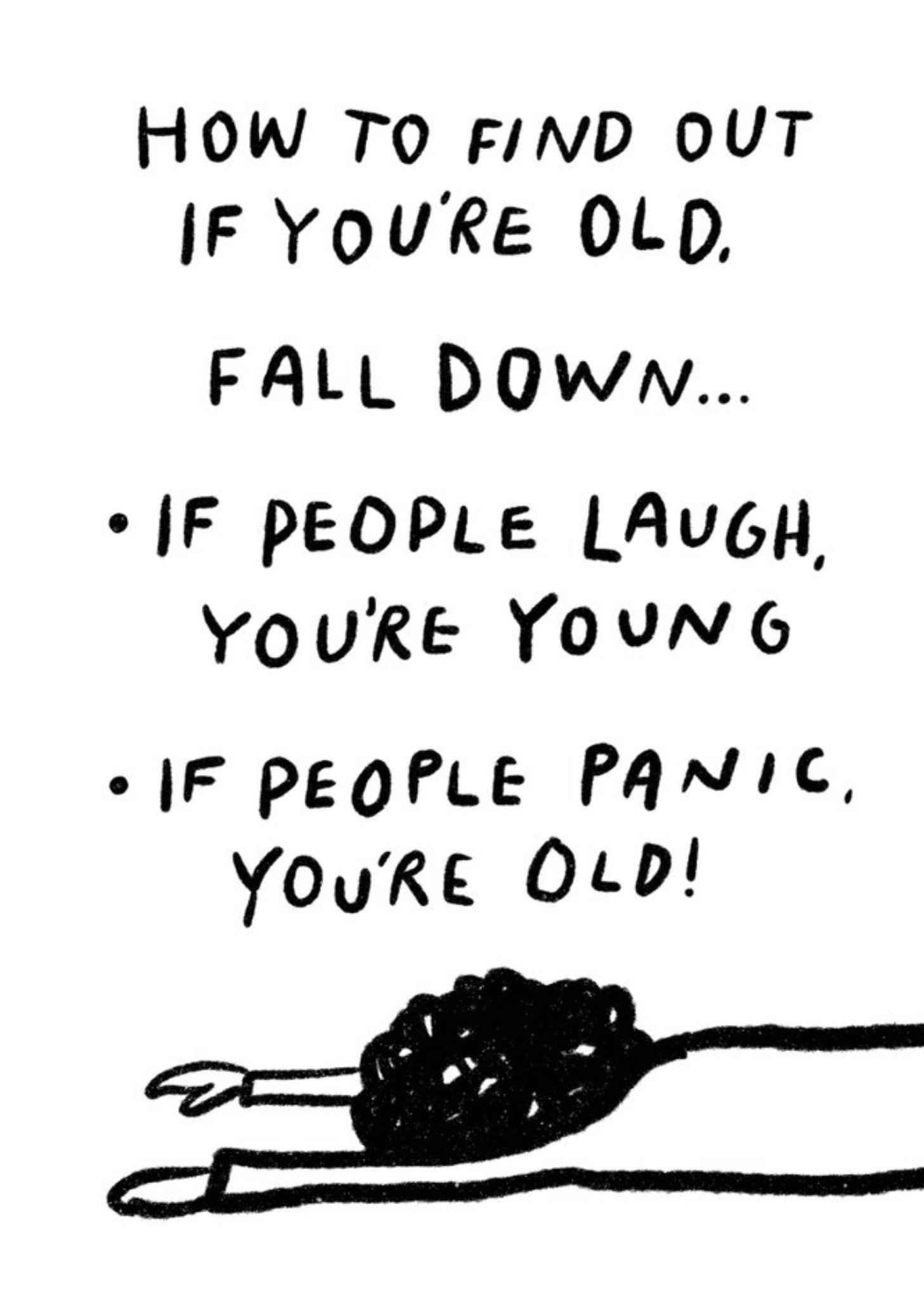 Moonpig Pigment Find Out You Are Old Falling Down People Laugh People Panic Birthday Postcard