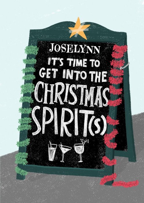 Christmas Card - Pub Sign - Christmas Spirit - Drinking