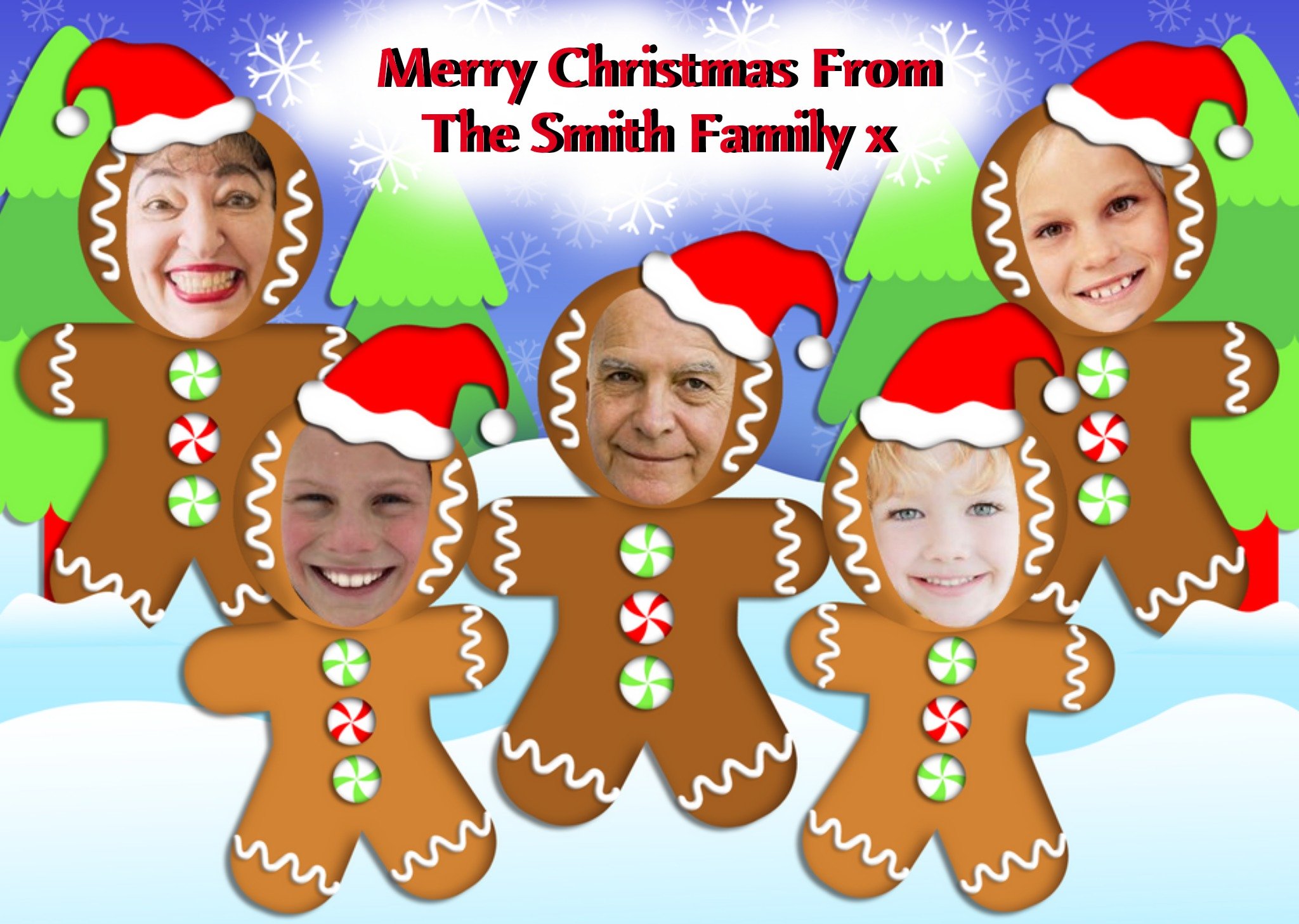 Moonpig Gingerbread Family Photo Christmas Card Ecard