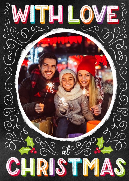 Colourful Neon Letters Personalised Christmas Photo Card