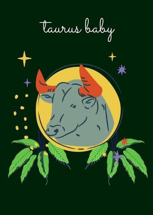 Modern Star Sign Zodiac Taurus Baby Birthday Card