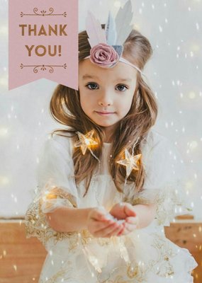 Fairy Lights Photo Upload Thank You Christmas Card