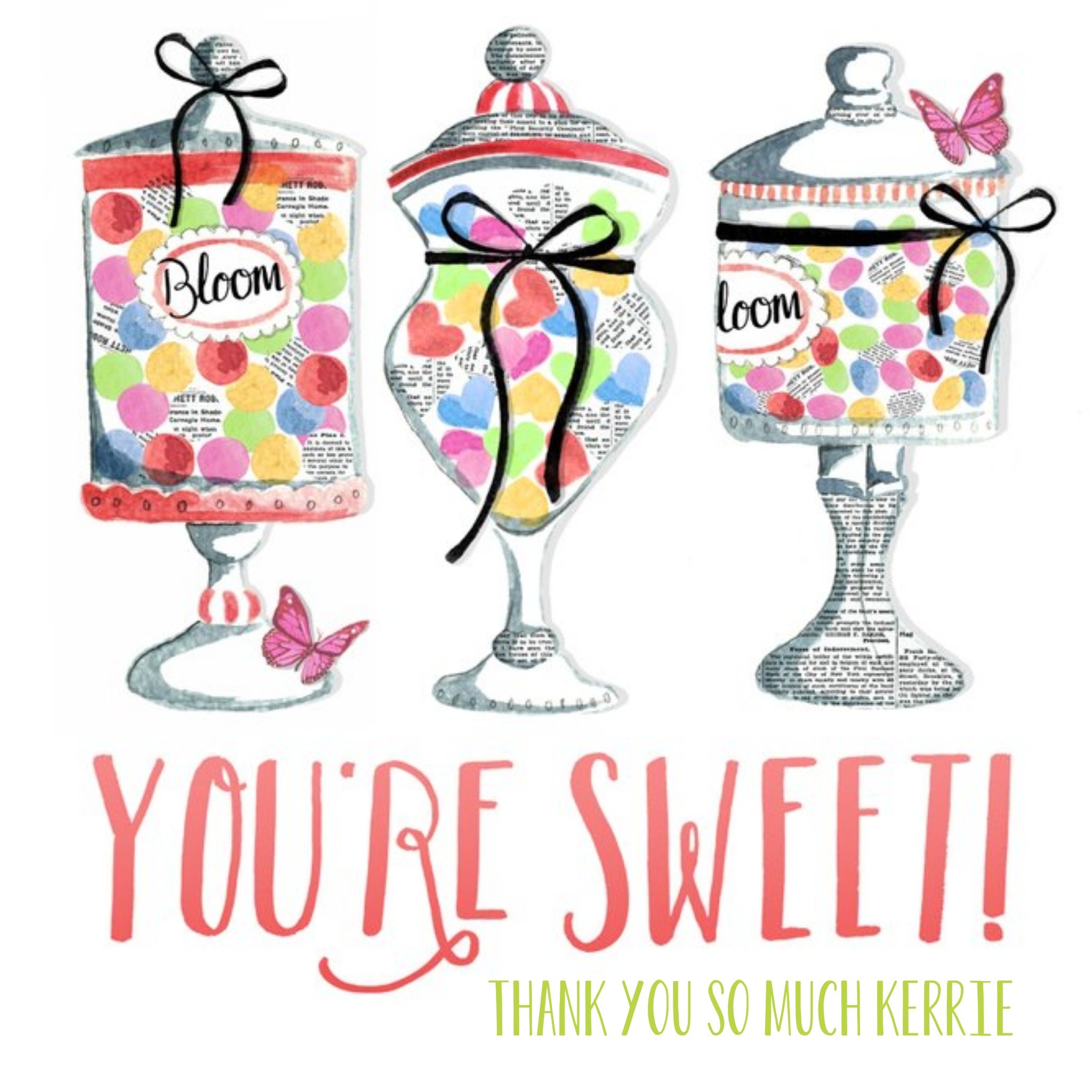 Moonpig You're Sweet Candy Shop Personalised Thank You Card, Large