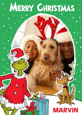 The Grinch Dr.Seuss Illustrated Photo Upload Christmas Card