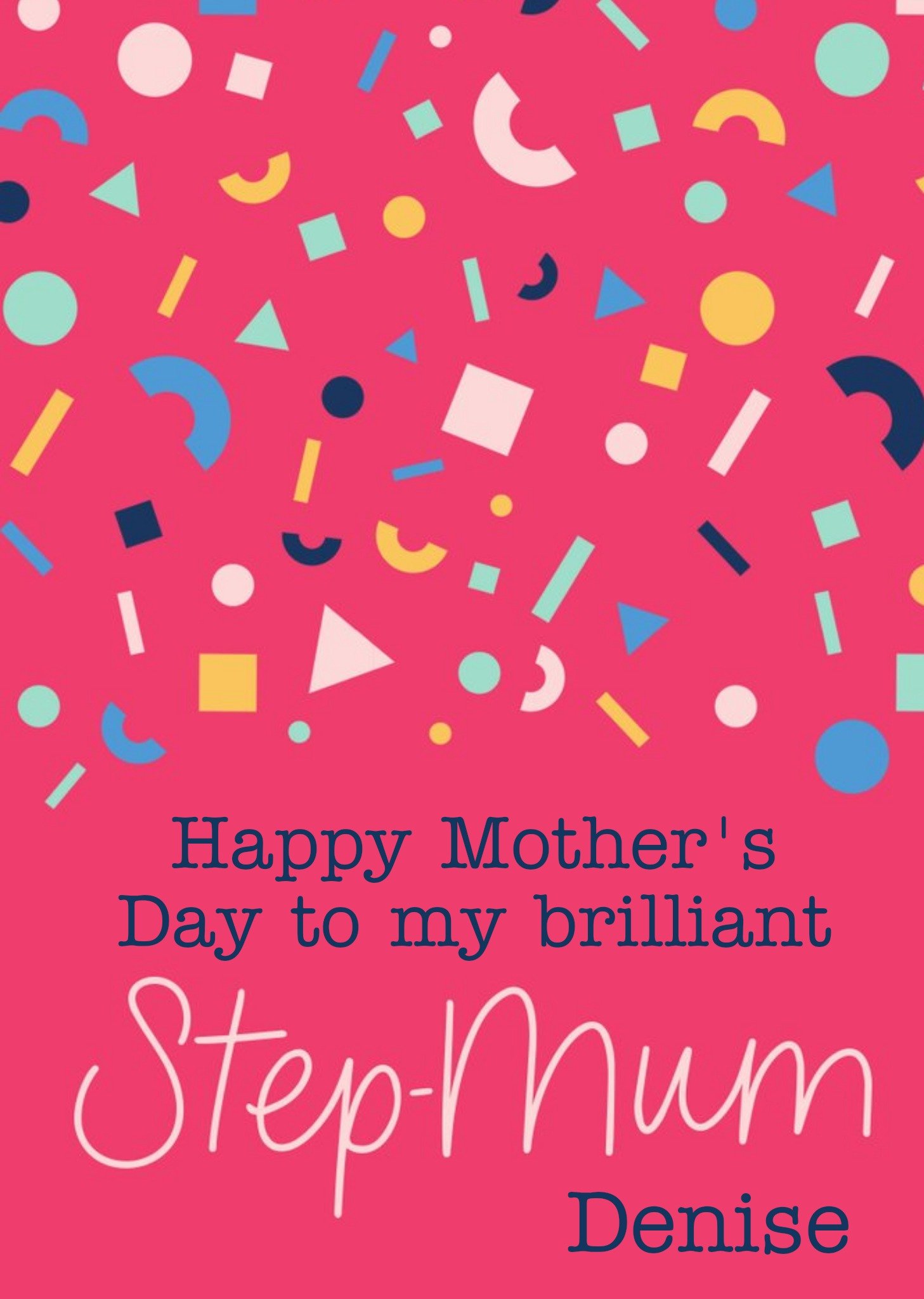 Typographic Happy Mothers Day To My Brillliant Step Mum Card Ecard