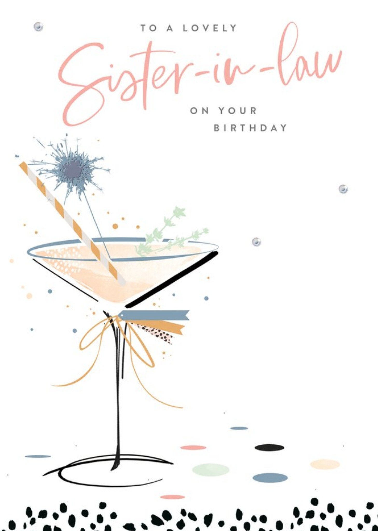 Guk Illustrated Cocktail Sister-In-Law Birthday Card Ecard