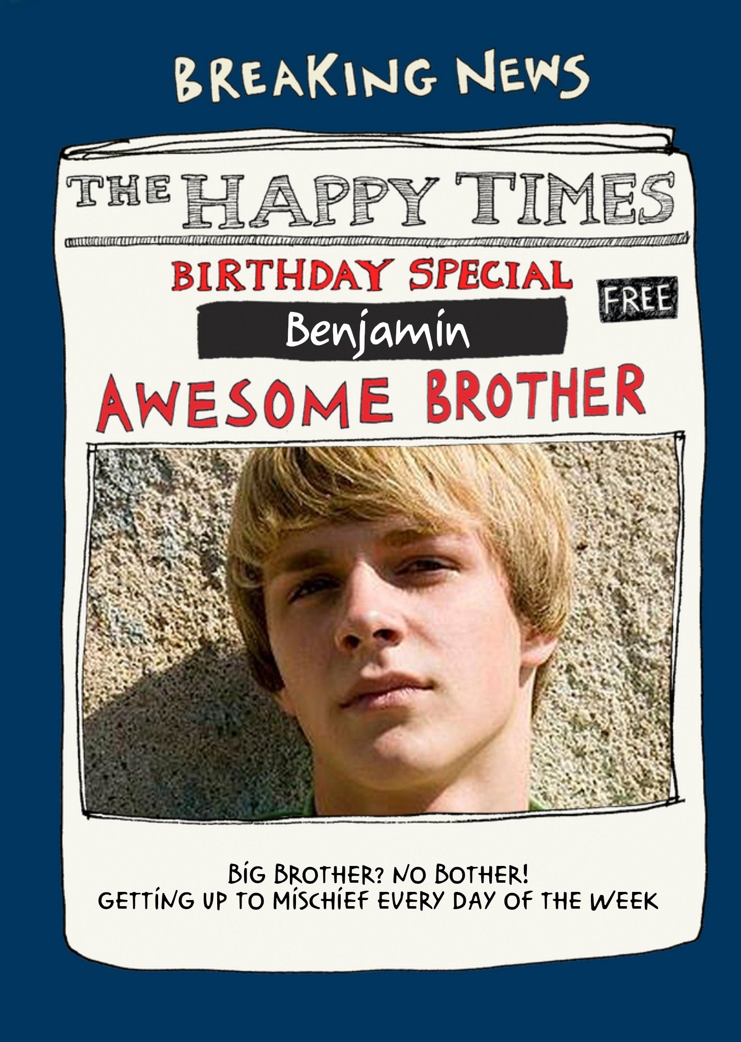 Moonpig Poet And Painter Awesome Brother Photo Upload Funny Birthday Card, Large