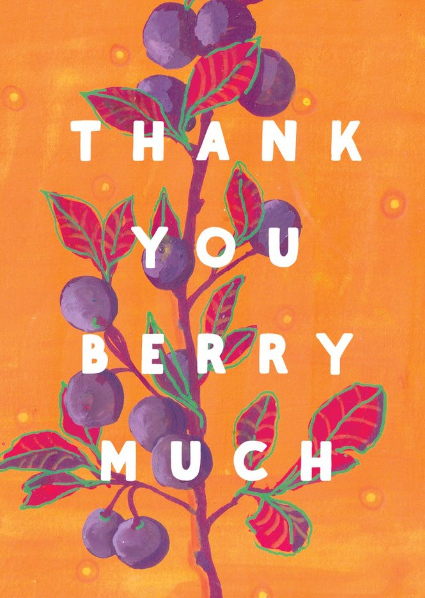 Orange Illustrated Berries Thank You Card Ecard