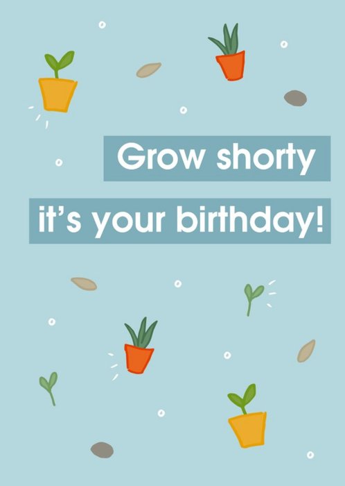Grow Shorty It's Your Birthday House Plants Illustrated Birthday Card
